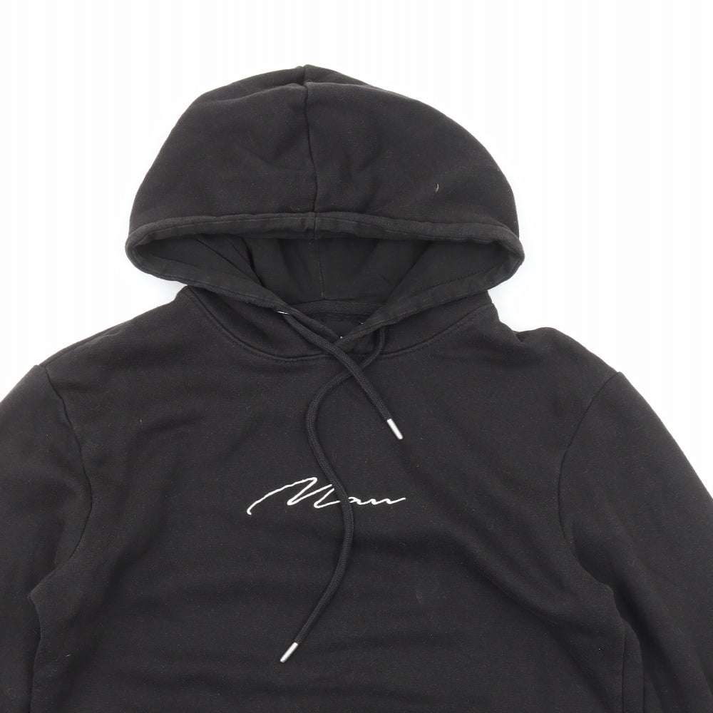 Boohoo Mens Black Cotton Pullover Hoodie Size S