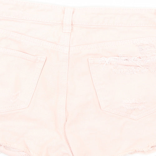 Primark Womens Pink Cotton Cut-Off Shorts Size 6 Regular Zip