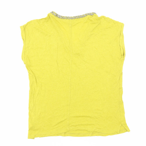 Monsoon Womens Yellow Viscose Basic T-Shirt Size S V-Neck