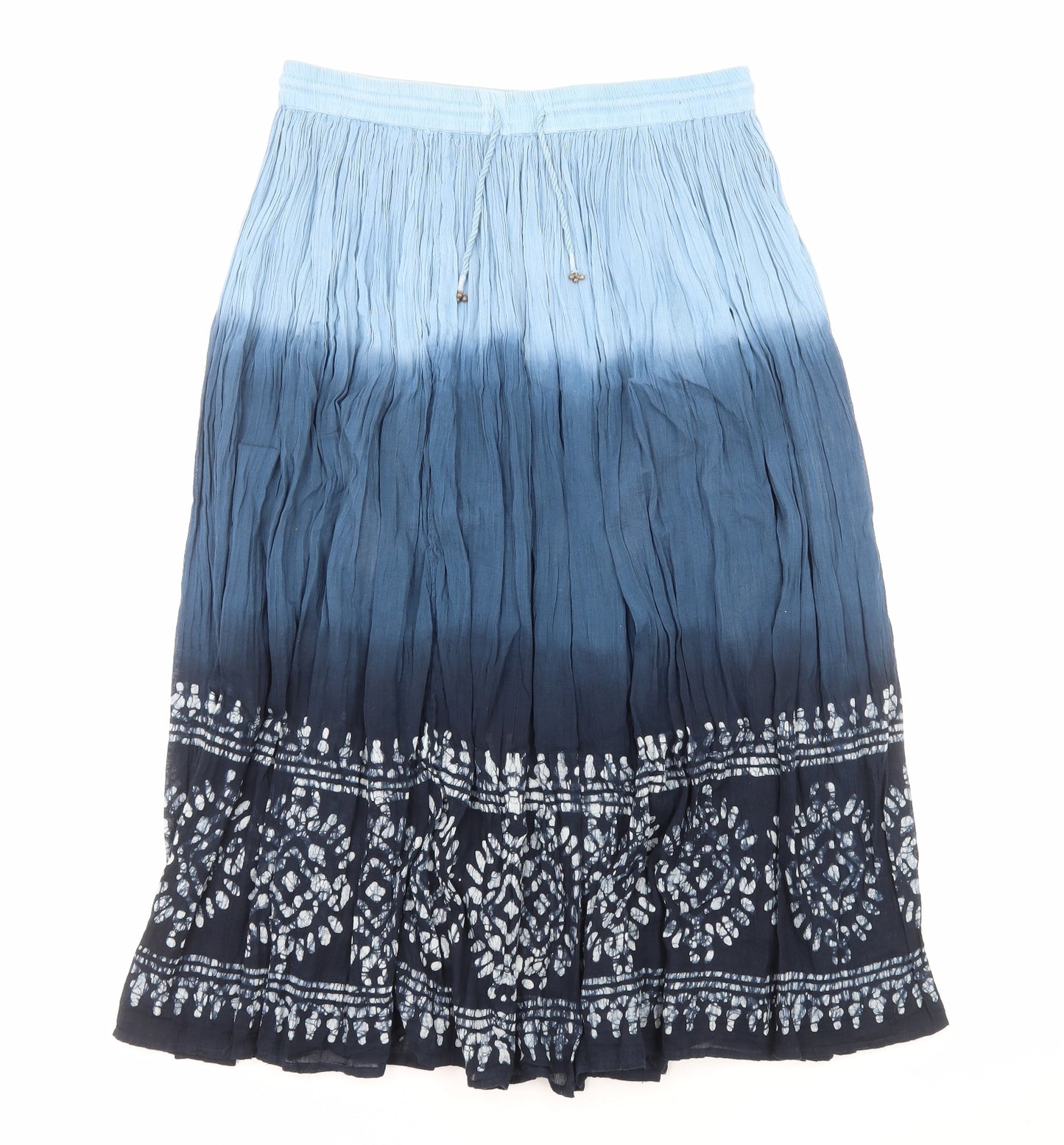 Elizabeth Scott Womens Blue Geometric Viscose Peasant Skirt Size L Drawstring