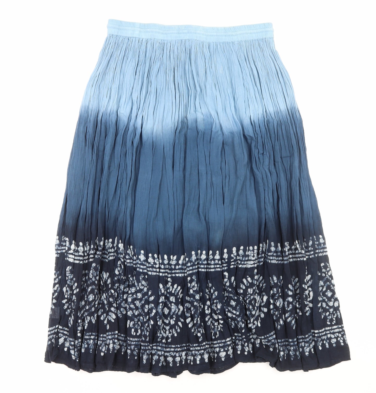Elizabeth Scott Womens Blue Geometric Viscose Peasant Skirt Size L Drawstring