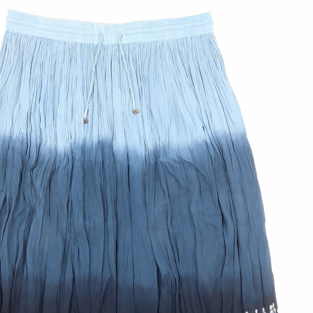 Elizabeth Scott Womens Blue Geometric Viscose Peasant Skirt Size L Drawstring