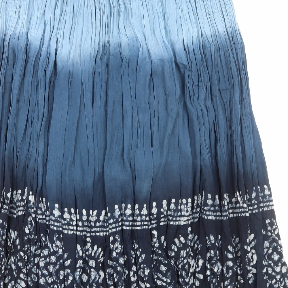 Elizabeth Scott Womens Blue Geometric Viscose Peasant Skirt Size L Drawstring