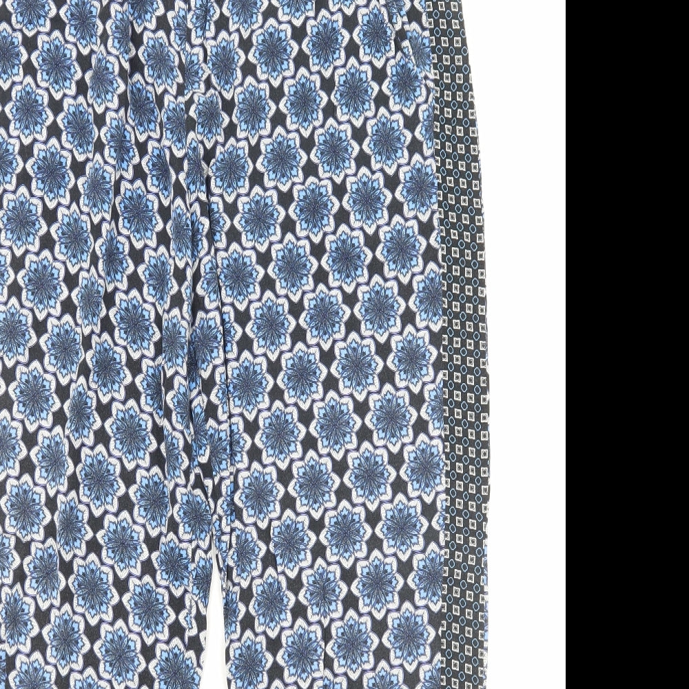 Dorothy Perkins Womens Blue Floral Viscose Trousers Size 16 Regular Drawstring