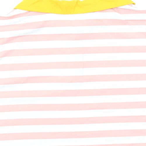 SheIn Womens Pink Striped Polyester Cropped Polo Size S Collared