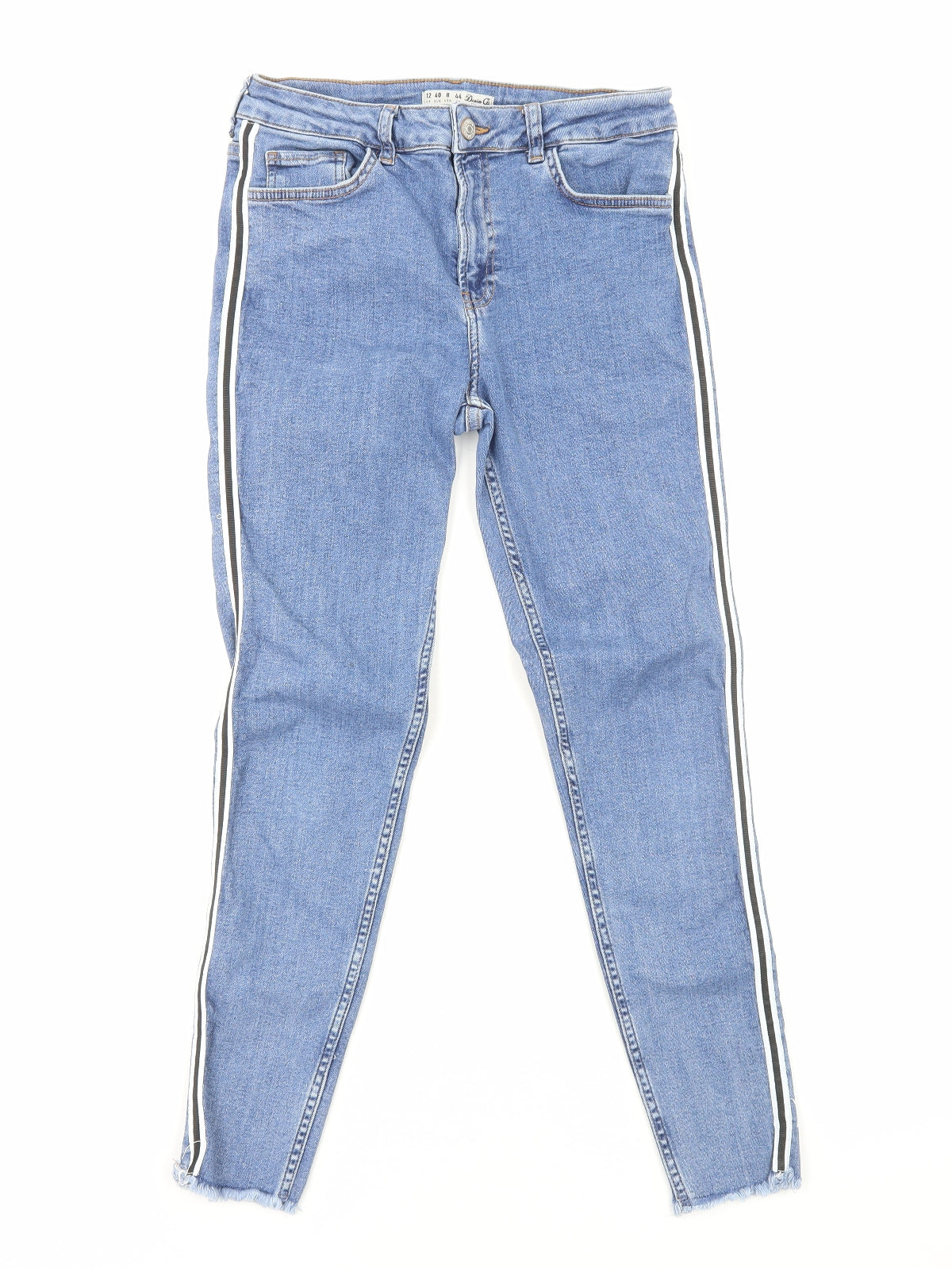 Primark Womens Blue Cotton Skinny Jeans Size 12 Regular Zip