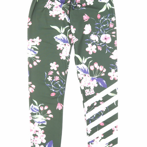 Tianxuan Womens Green Floral Polyamide Jogger Trousers Size S Regular Pullover