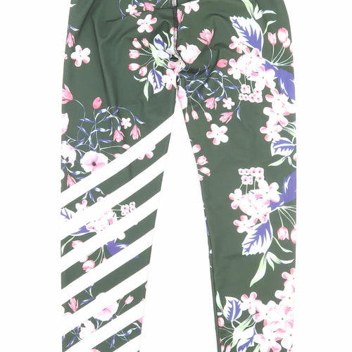 Tianxuan Womens Green Floral Polyamide Jogger Trousers Size S Regular Pullover