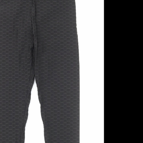 Preworn Womens Black Geometric Polyamide Compression Leggings Size S Regular Pullover