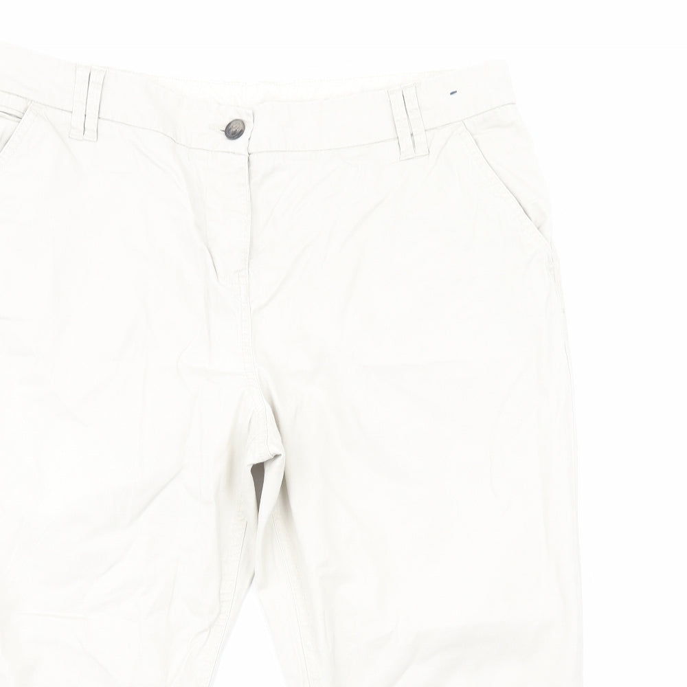 Maine Womens Beige Cotton Cropped Trousers Size 16 Regular Zip