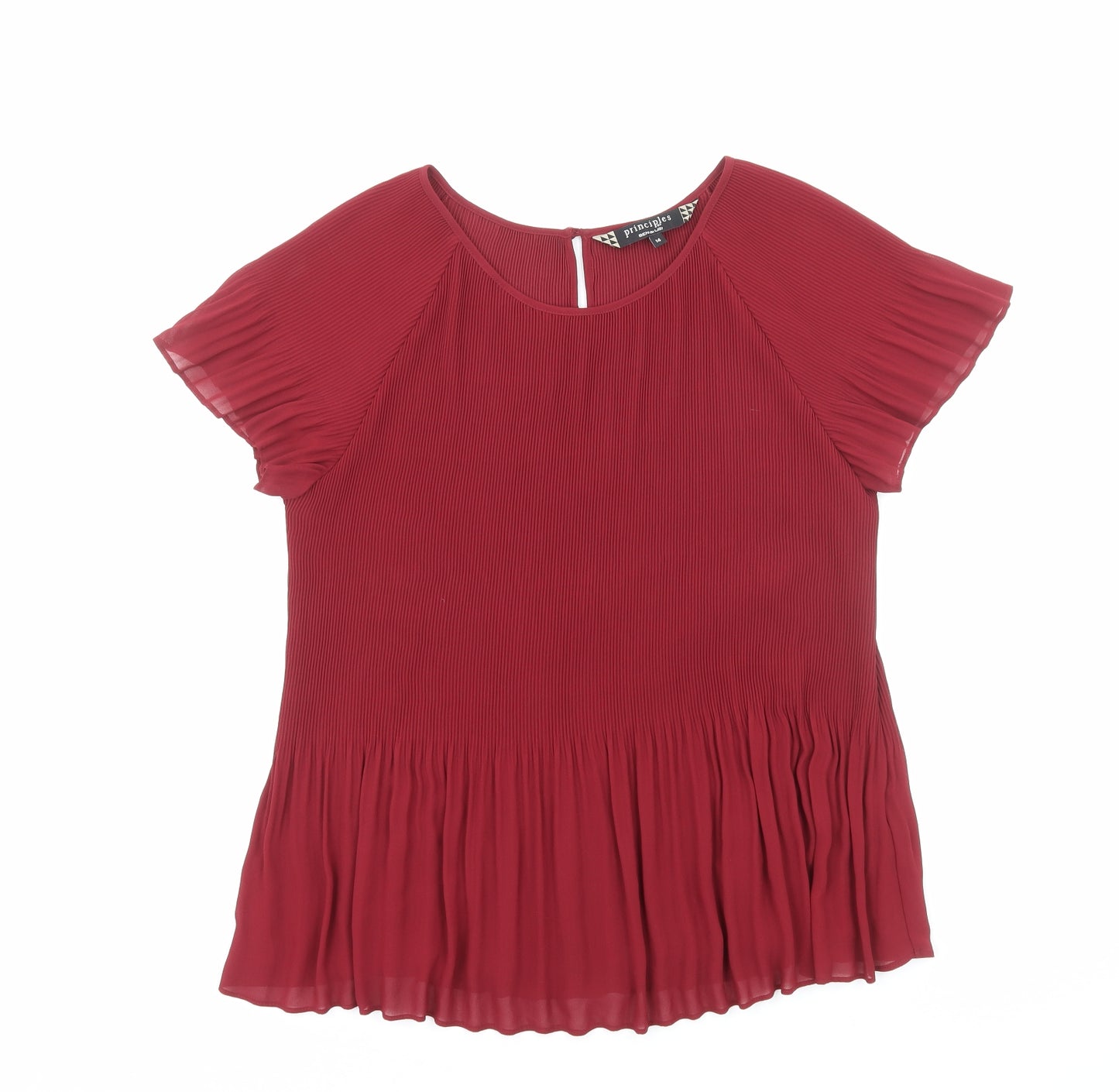 Principles Womens Red Polyester Basic Blouse Size 14 Round Neck