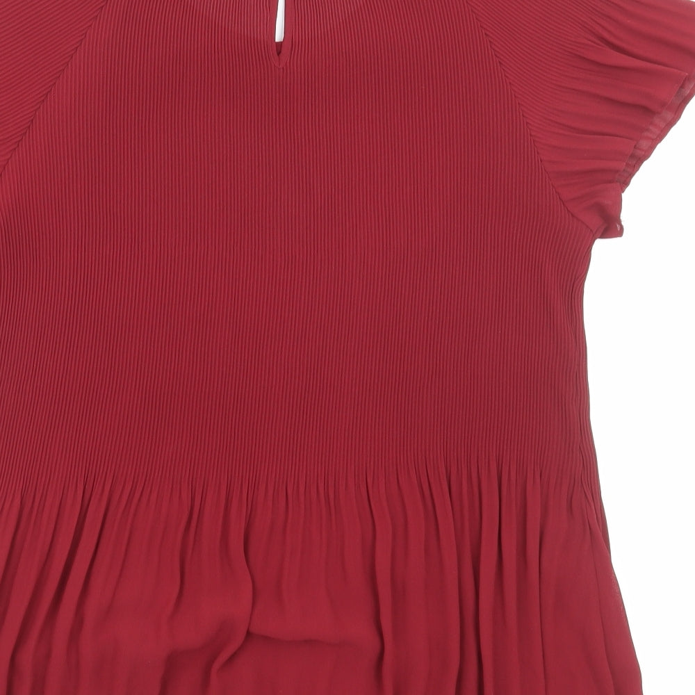 Principles Womens Red Polyester Basic Blouse Size 14 Round Neck