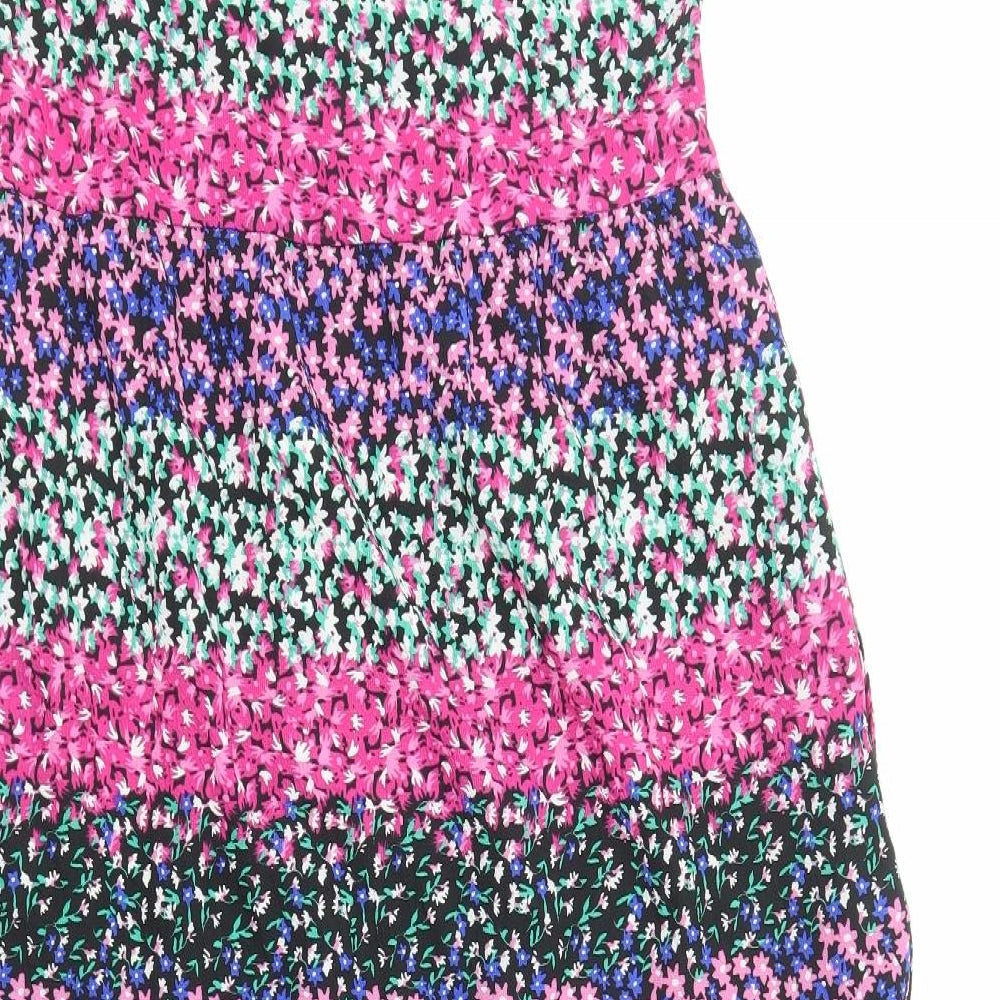Marks and Spencer Womens Multicoloured Floral Viscose A-Line Size 12 V-Neck Pullover