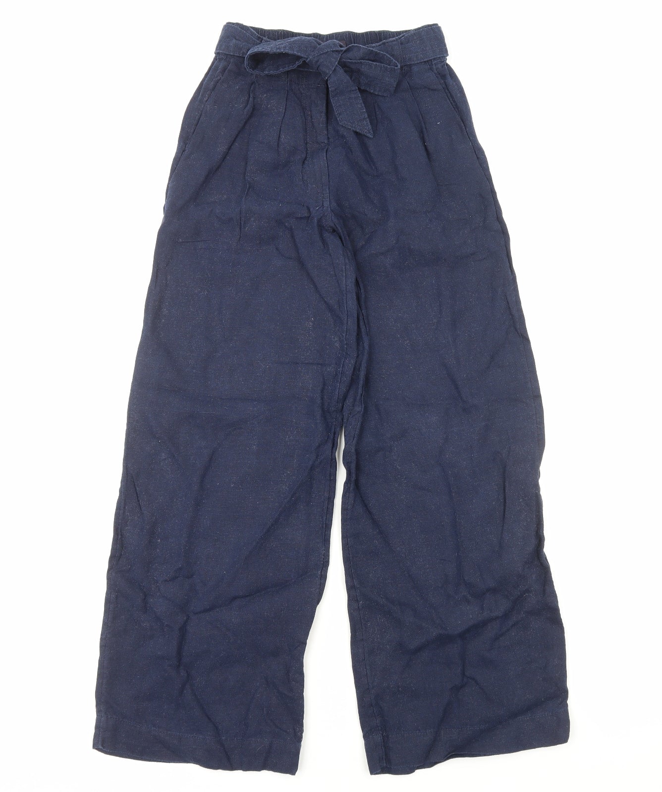 Marks and Spencer Womens Blue Cotton Trousers Size 6 Regular Zip