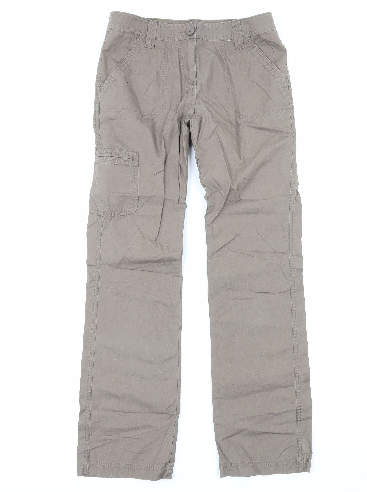 TU Womens Beige Cotton Trousers Size 8 Regular Zip