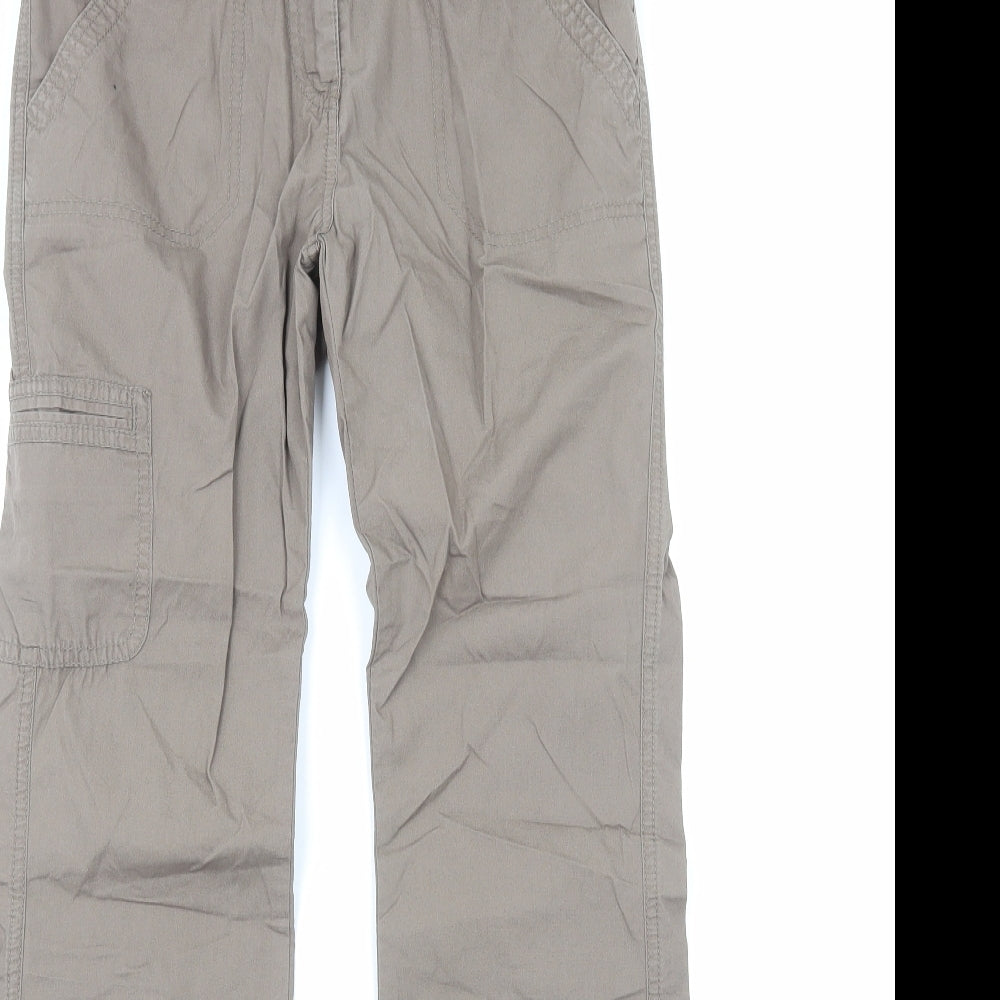 TU Womens Beige Cotton Trousers Size 8 Regular Zip