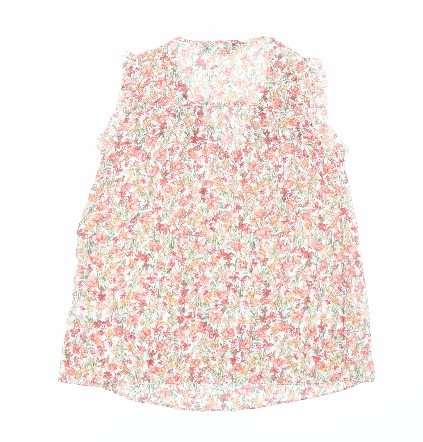 F&F Womens Orange Floral Polyester Basic Blouse Size 6 V-Neck