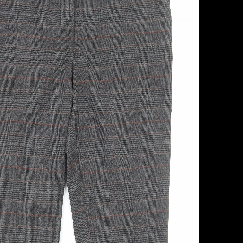 TU Womens Grey Plaid Cotton Chino Trousers Size 18 Regular Zip