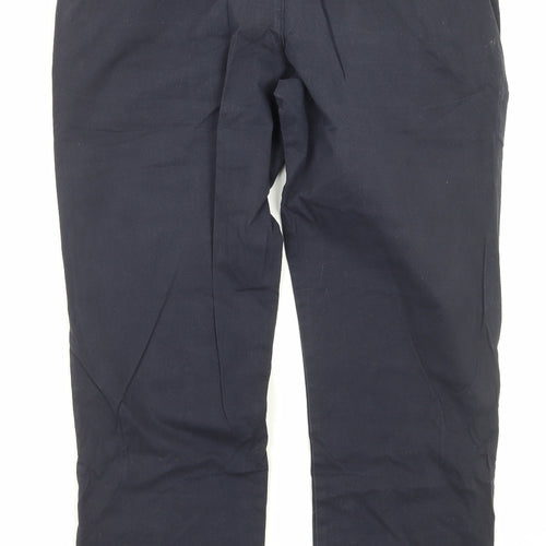 TU Mens Blue Cotton Chino Trousers Size 38 in L32 in Regular Zip