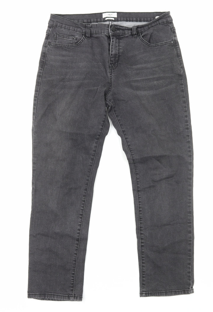 Lab Dip Womens Black Cotton Straight Jeans Size 12 Regular Zip