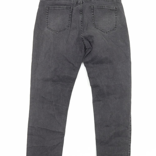 Lab Dip Womens Black Cotton Straight Jeans Size 12 Regular Zip