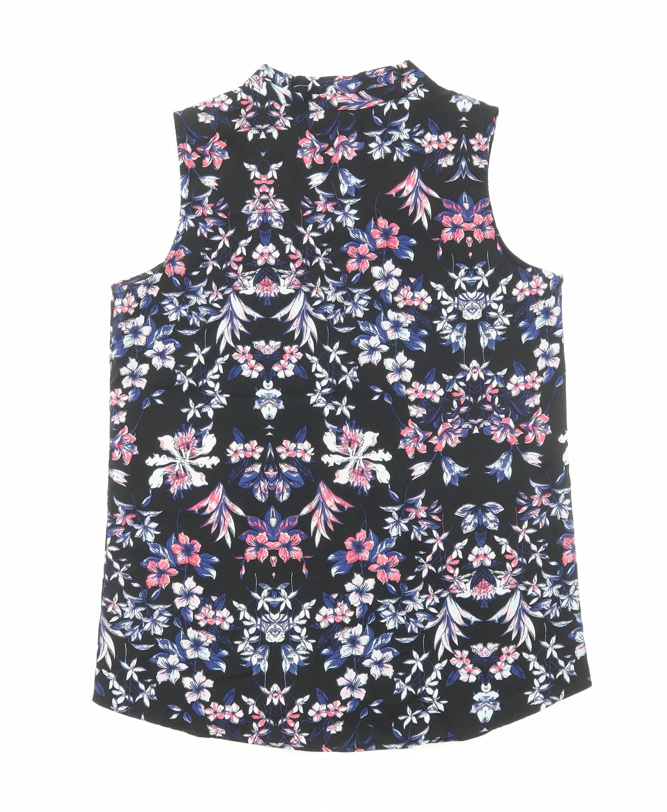 Kushi Womens Black Floral Polyester Basic Blouse Size 10 V-Neck