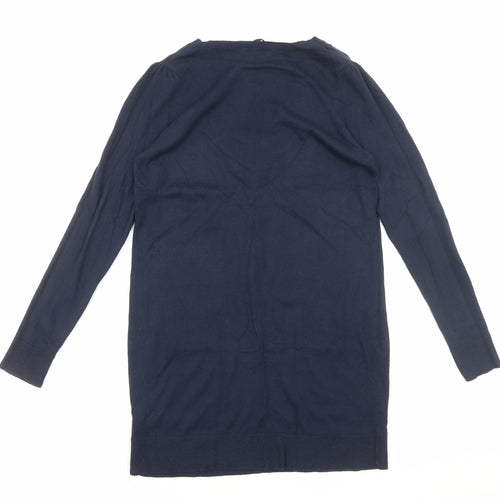 Dororthy Perkins Womens Blue Acrylic Jumper Dress Size 14 V-Neck Pullover