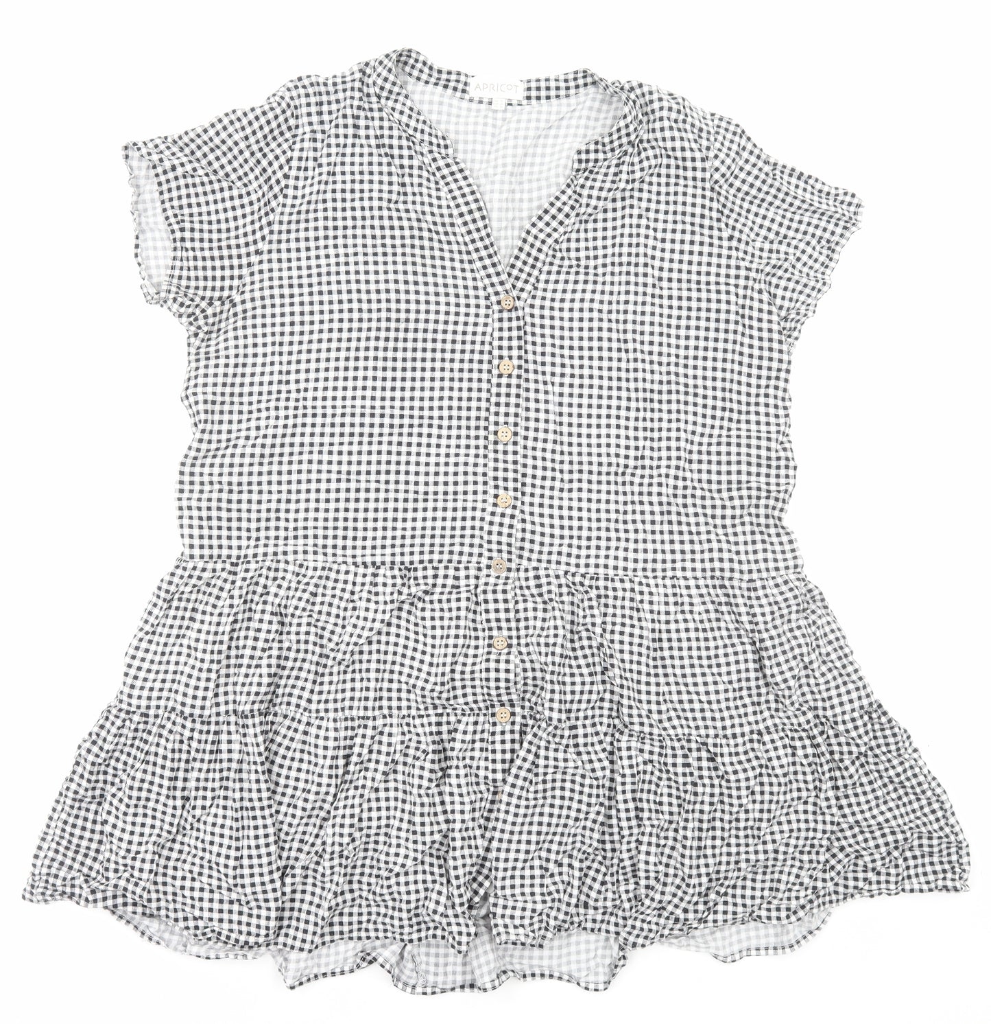 Apricot Womens Black Check Viscose Trapeze & Swing Size 16 V-Neck Pullover