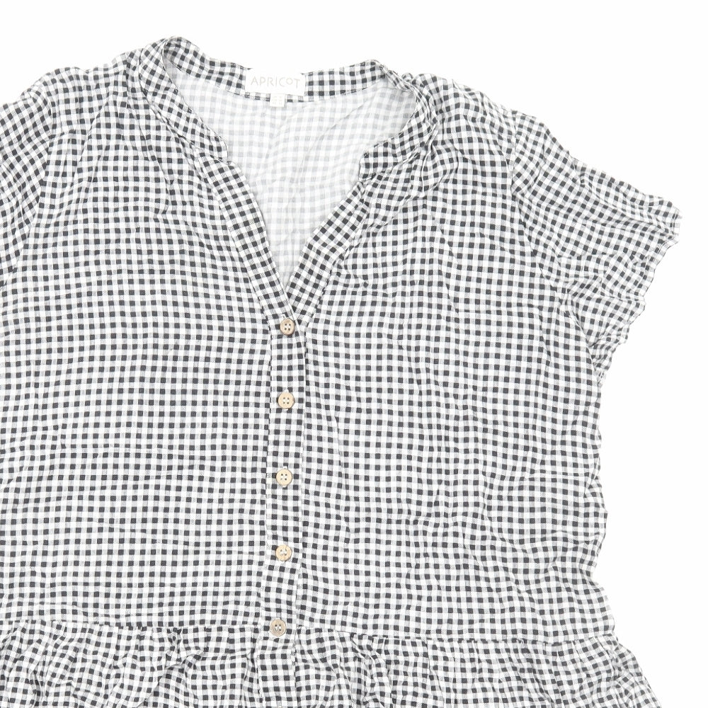 Apricot Womens Black Check Viscose Trapeze & Swing Size 16 V-Neck Pullover