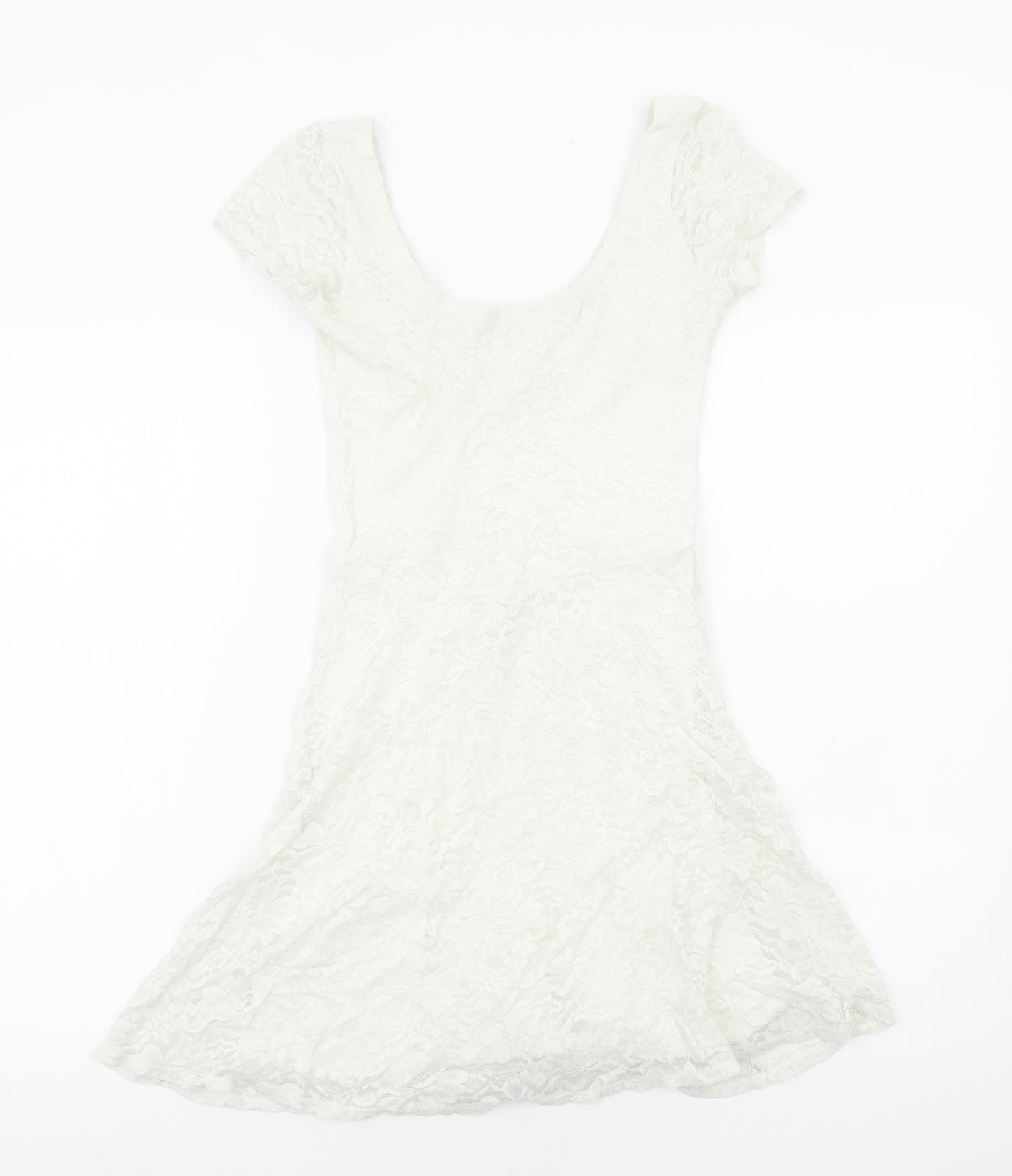 Abercrombie & Fitch Womens White Polyester Trapeze & Swing Size S Round Neck Pullover