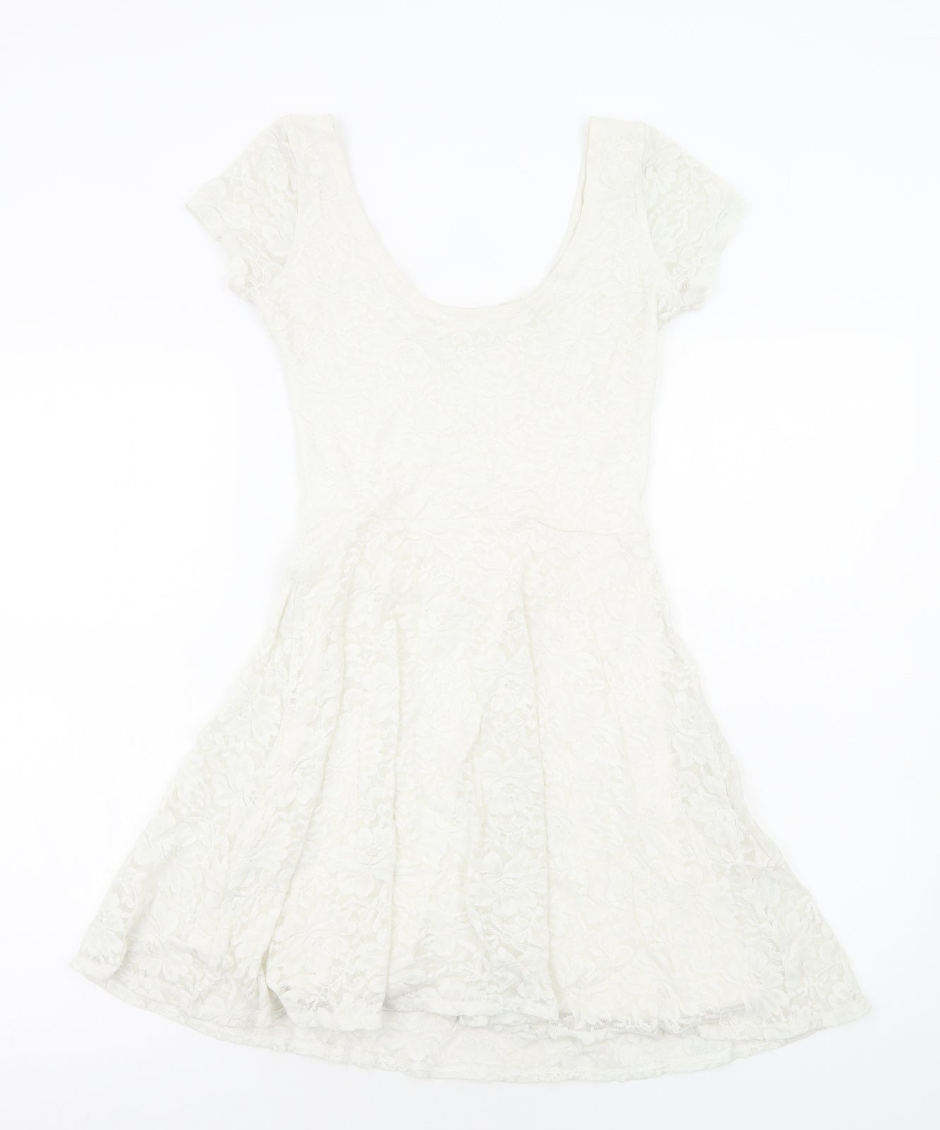 Abercrombie & Fitch Womens White Polyester Trapeze & Swing Size S Round Neck Pullover