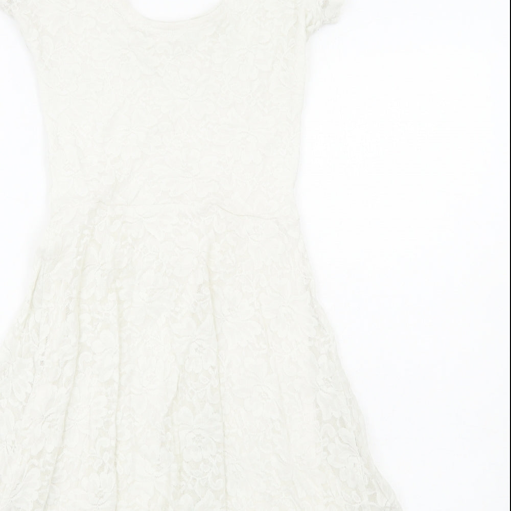 Abercrombie & Fitch Womens White Polyester Trapeze & Swing Size S Round Neck Pullover