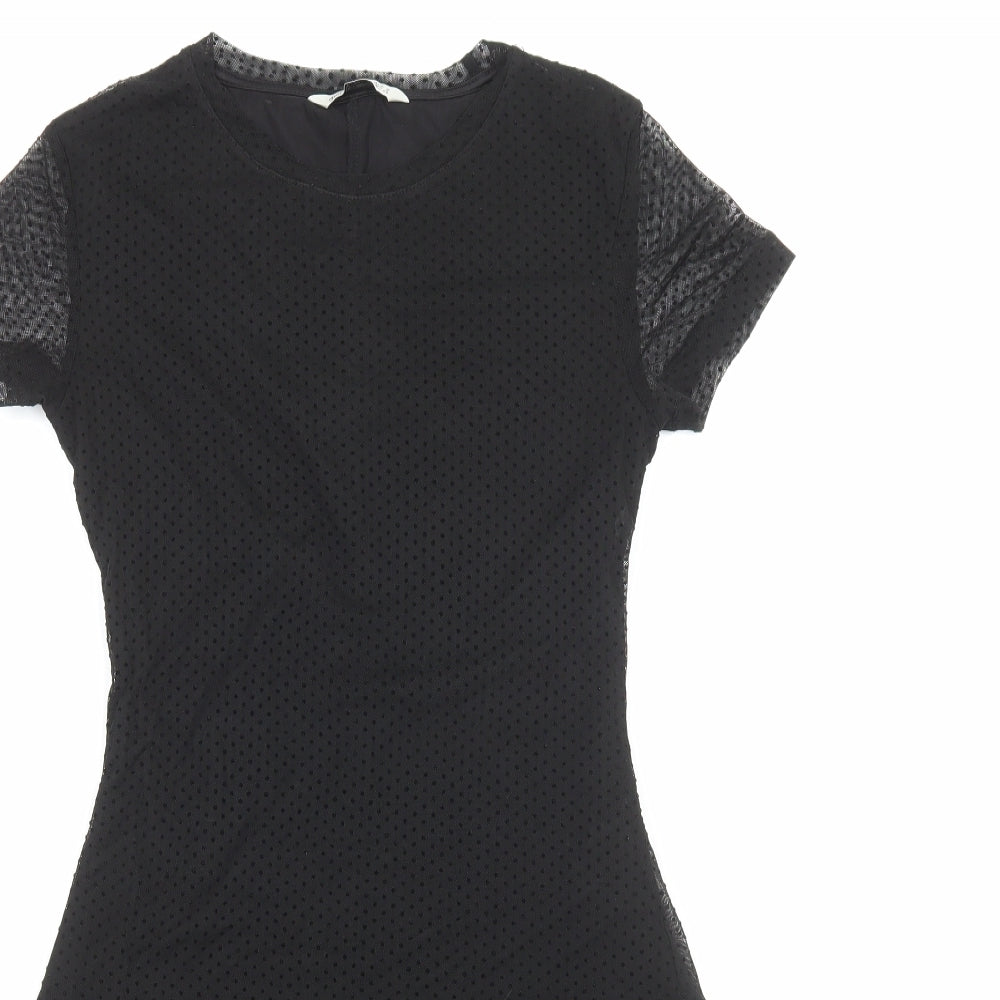 Stradivarius Womens Black Polyester Fit & Flare Size S Round Neck Pullover