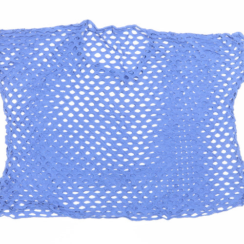 Preworn Womens Blue Viscose Cropped T-Shirt Size M Round Neck