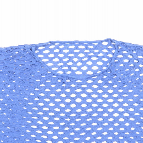 Preworn Womens Blue Viscose Cropped T-Shirt Size M Round Neck