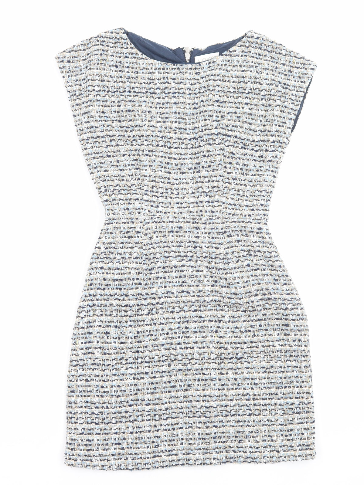 Apricot Womens Blue Geometric Polyester A-Line Size 8 Round Neck Zip