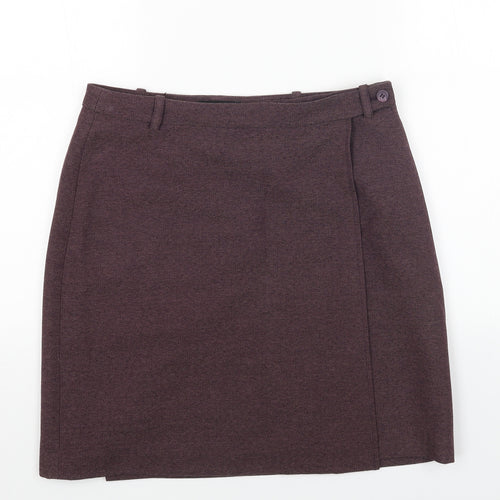 Hennessy Womens Red Polyester Wrap Skirt Size 14 Button