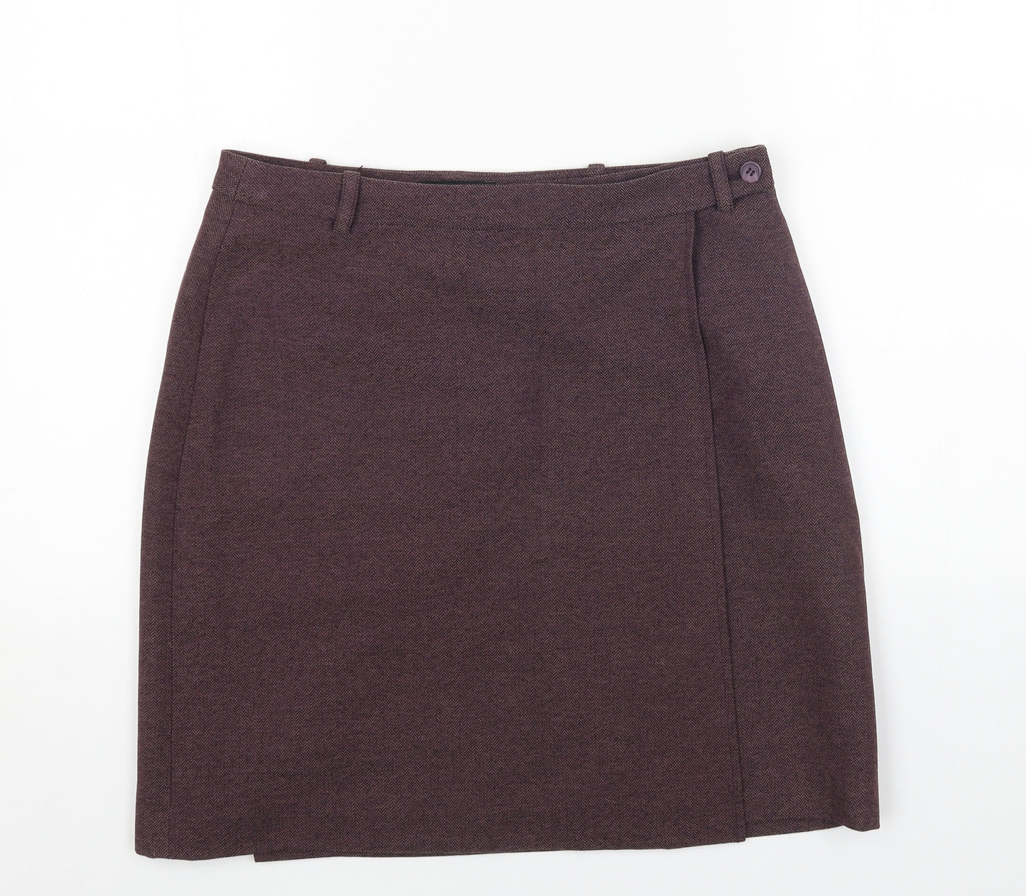 Hennessy Womens Red Polyester Wrap Skirt Size 14 Button