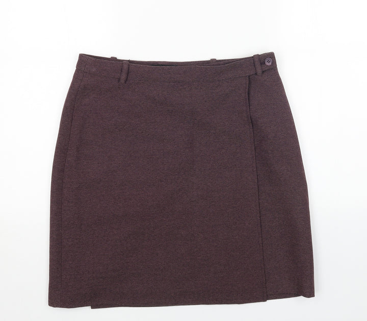 Hennessy Womens Red Polyester Wrap Skirt Size 14 Button