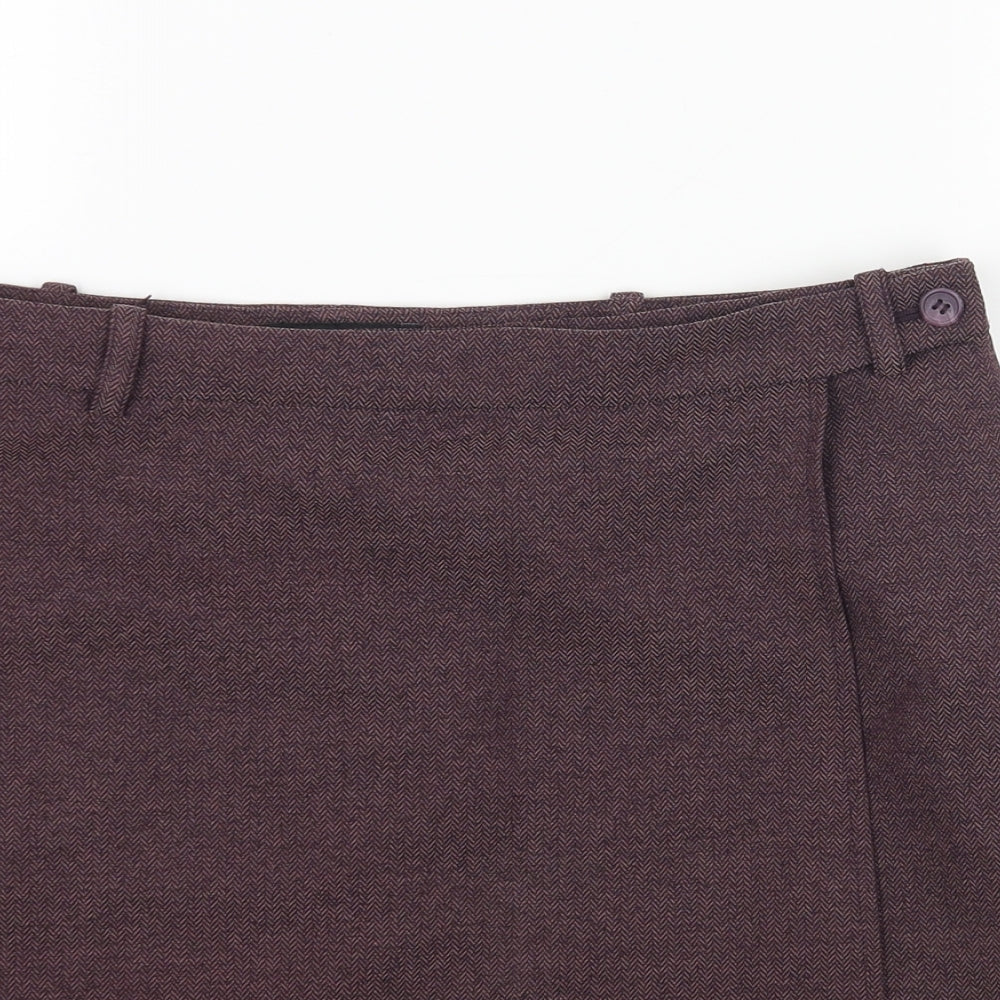 Hennessy Womens Red Polyester Wrap Skirt Size 14 Button