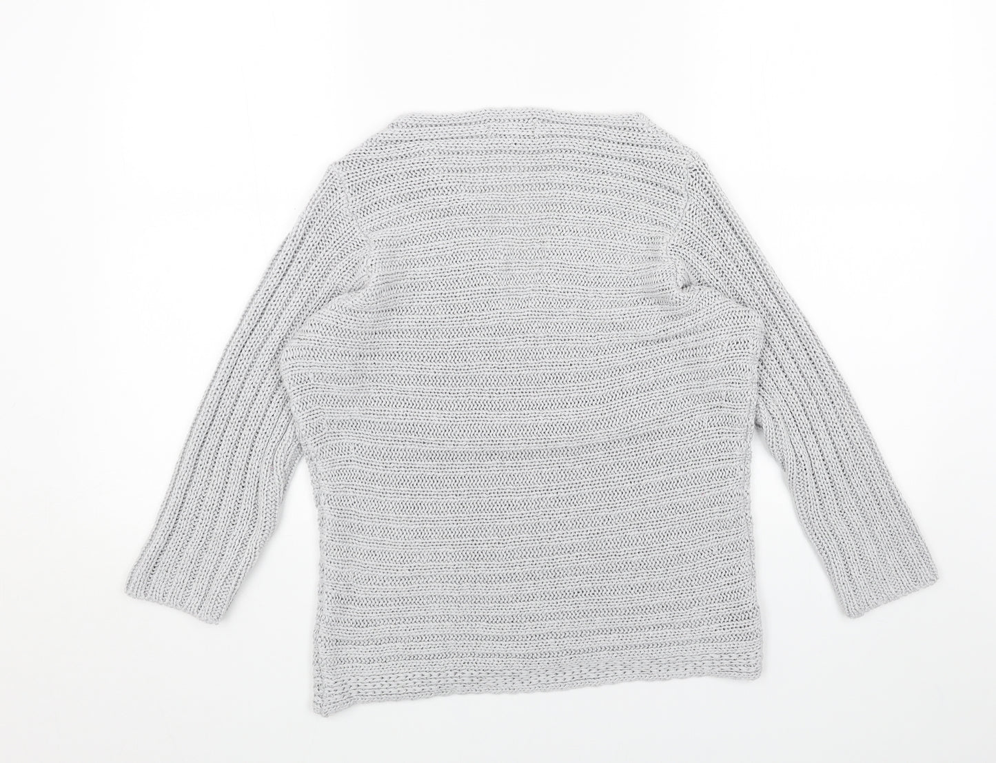 Marks and Spencer Womens Grey V-Neck Cotton Pullover Jumper Size M