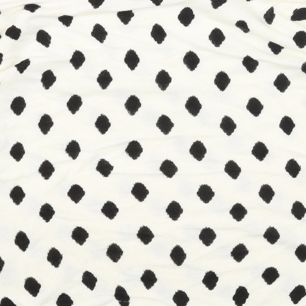 Marks and Spencer Womens White Round Neck Geometric Acrylic Pullover Jumper Size 14