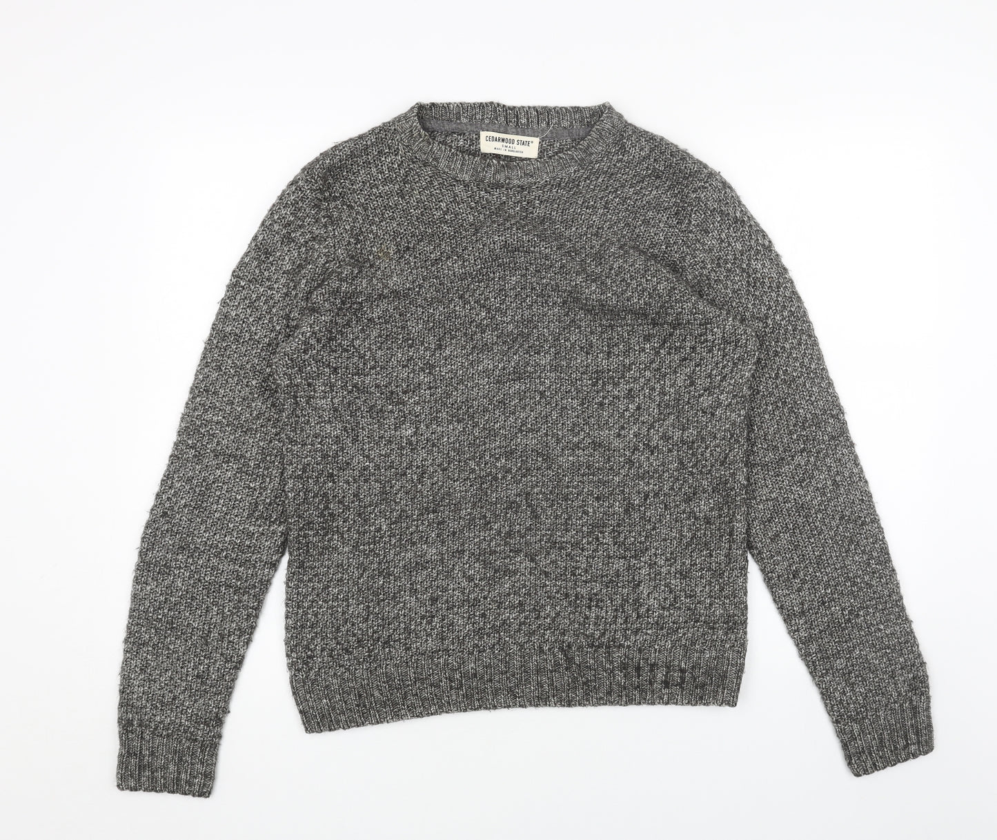 Cedar Wood State Womens Grey Round Neck Acrylic Pullover Jumper Size S