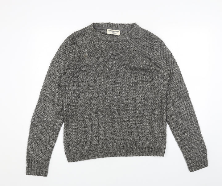 Cedar Wood State Womens Grey Round Neck Acrylic Pullover Jumper Size S