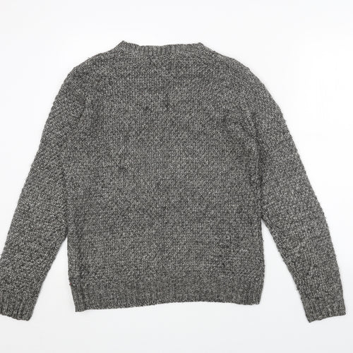 Cedar Wood State Womens Grey Round Neck Acrylic Pullover Jumper Size S