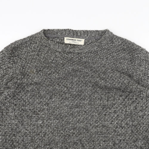Cedar Wood State Womens Grey Round Neck Acrylic Pullover Jumper Size S
