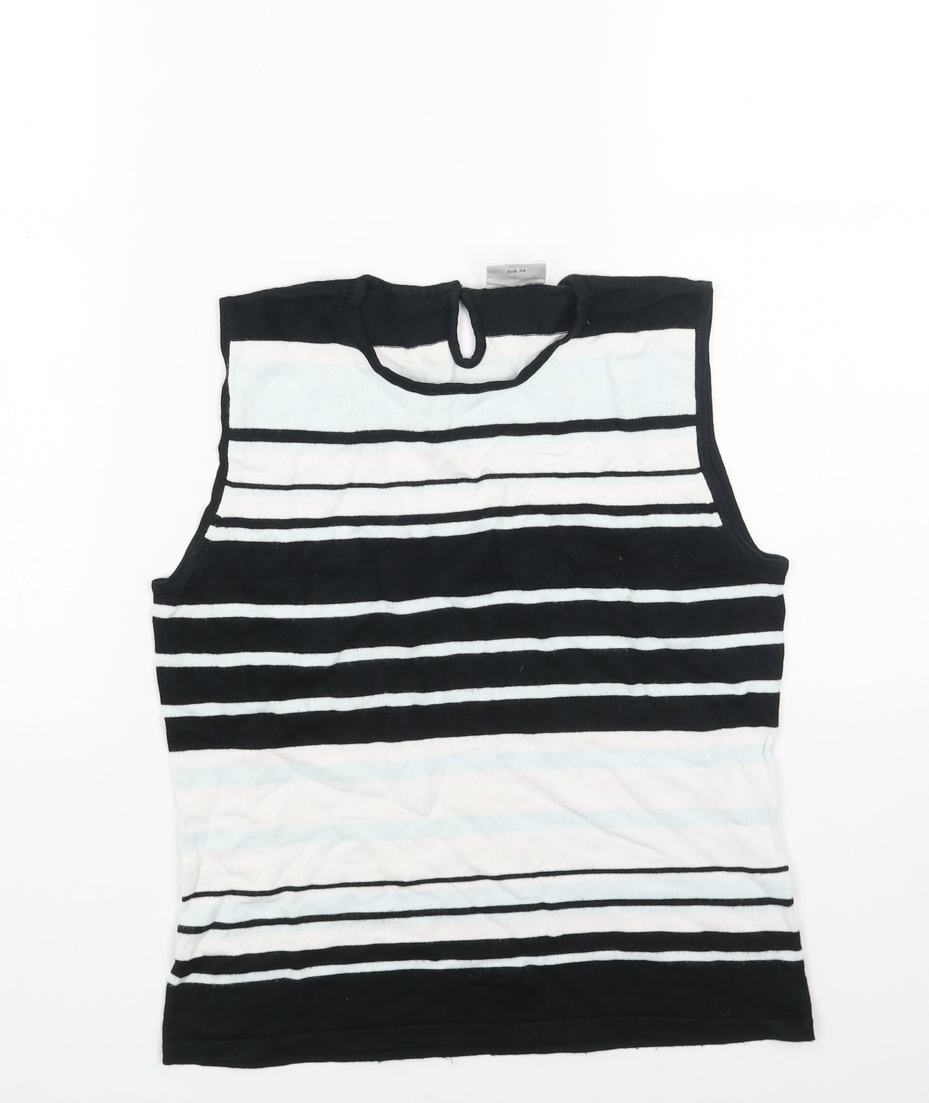 NEXT Womens Black Scoop Neck Striped Acrylic Pullover Jumper Size 12