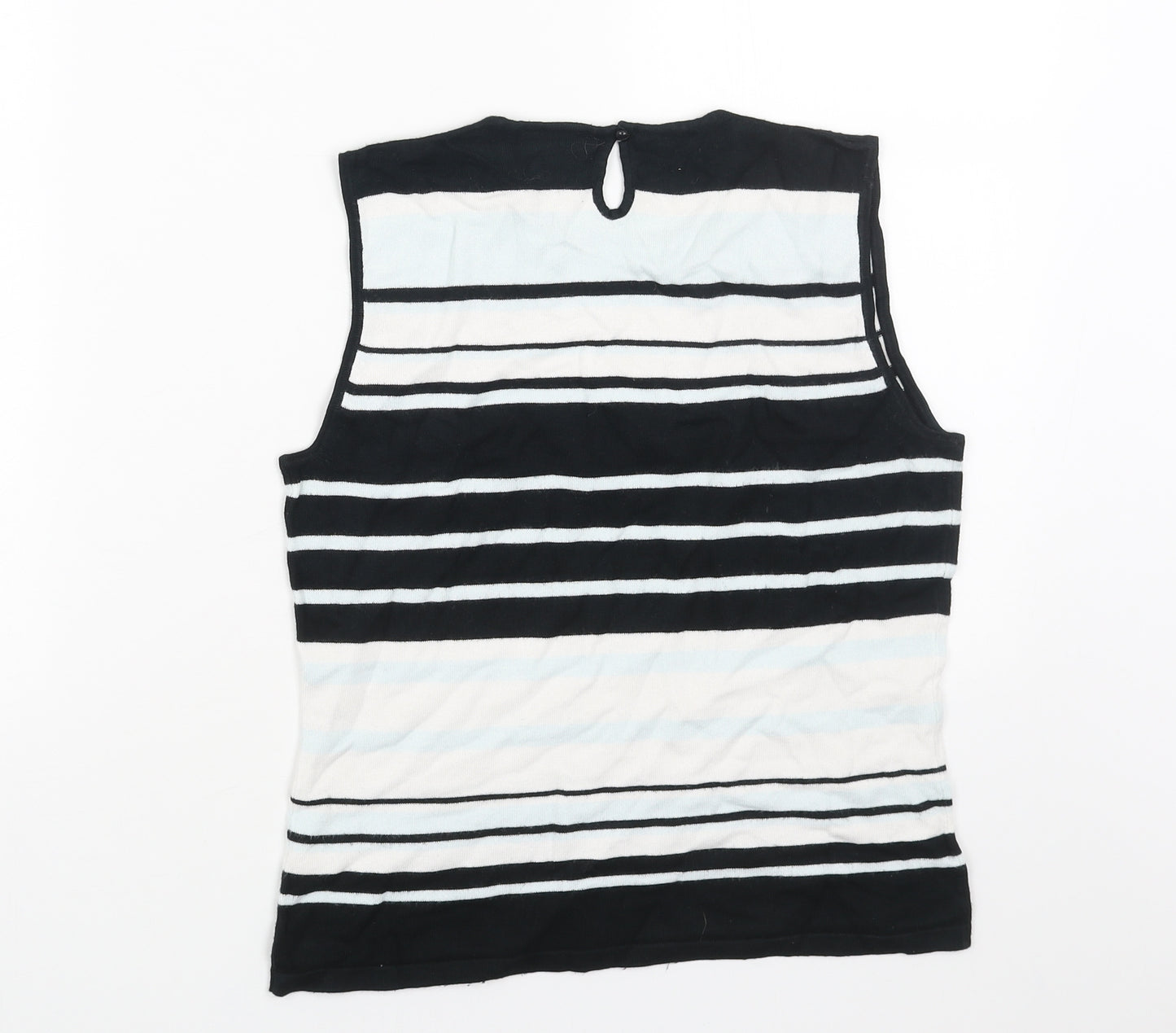 NEXT Womens Black Scoop Neck Striped Acrylic Pullover Jumper Size 12