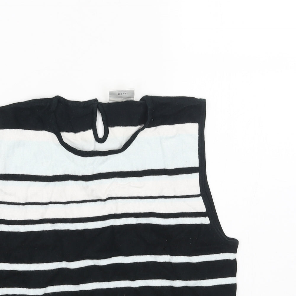 NEXT Womens Black Scoop Neck Striped Acrylic Pullover Jumper Size 12