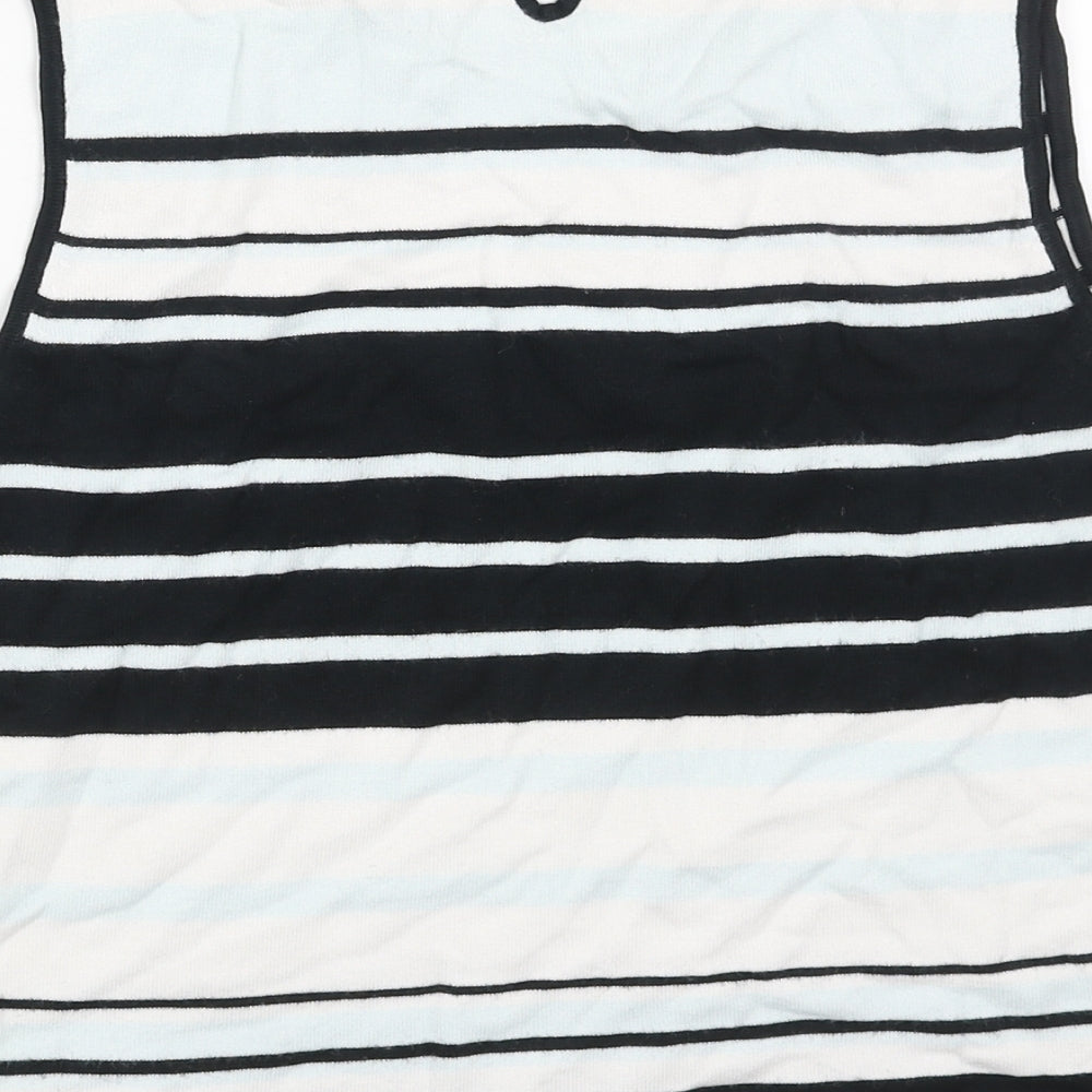 NEXT Womens Black Scoop Neck Striped Acrylic Pullover Jumper Size 12